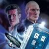 Picard and the Eleventh Doctor, with the Enterprise and the TARDIS